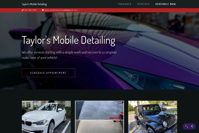 Auto Detailing Website for Taylor's Mobile Detailing - Spring Hill, FL